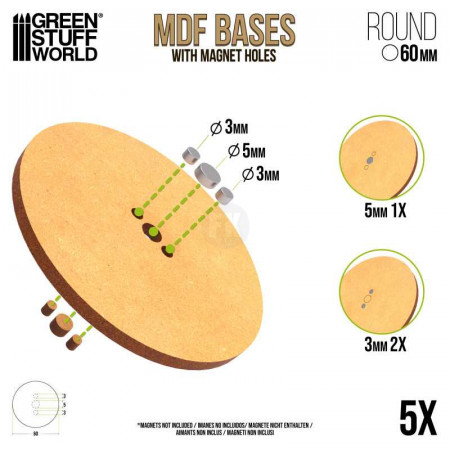 Drevotrieskové podstavce MDF, okrúhle - 60 mm (5 ks)
